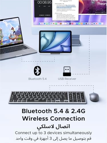 Wireless Keyboard and Mouse Combo - 99-key Bluetooth5.4 and 2.4G