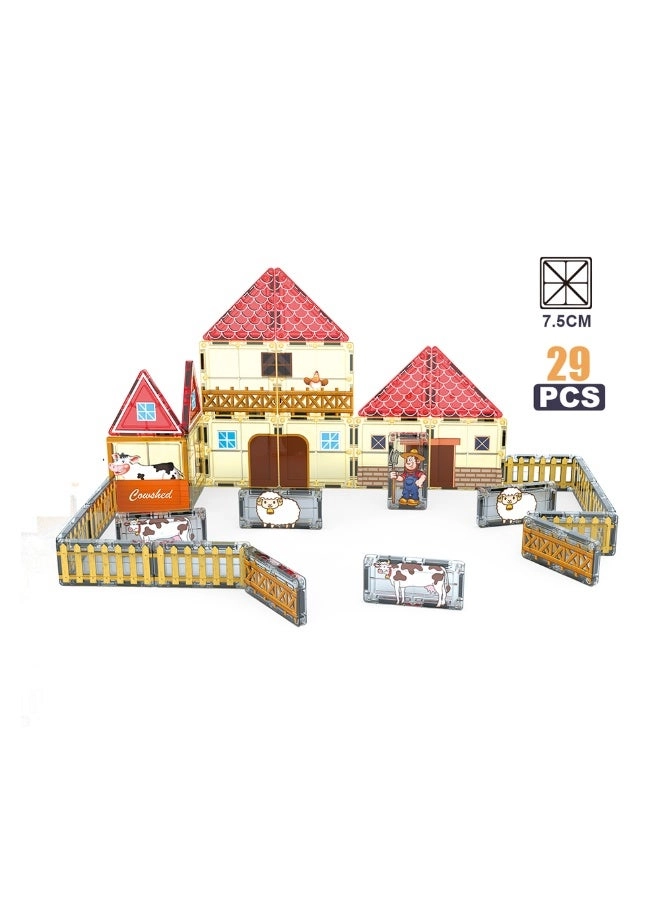 Magnetic Building Tiles Farm House Set - Farm 29 pcs