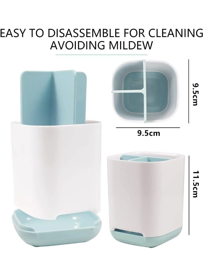 Toothbrush Holder - White/Green 3 Slots
