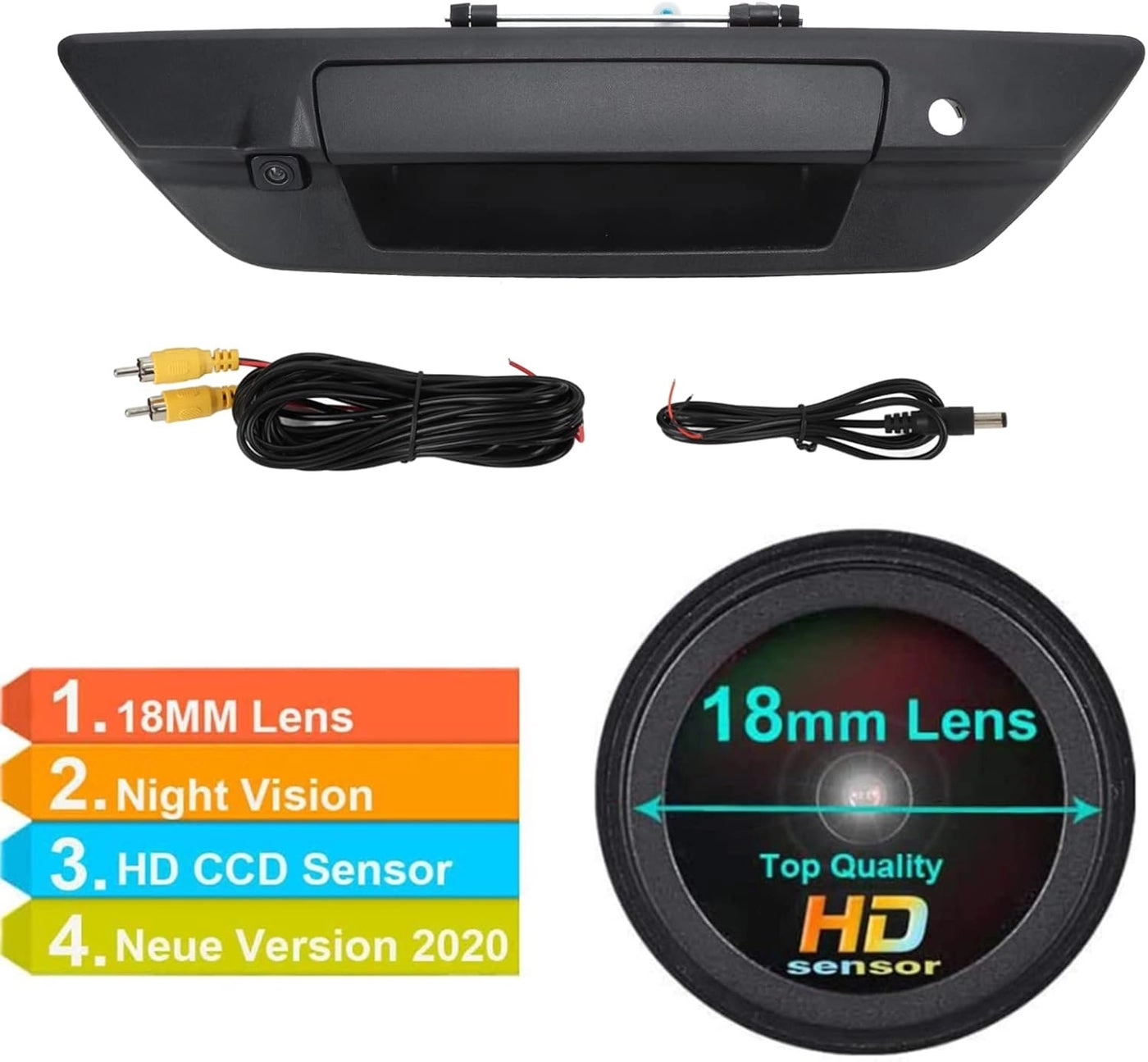 Trunk Handle Backup Camera - 150-170° Wide Angle IP66 Waterproof Hilux 2017-2021