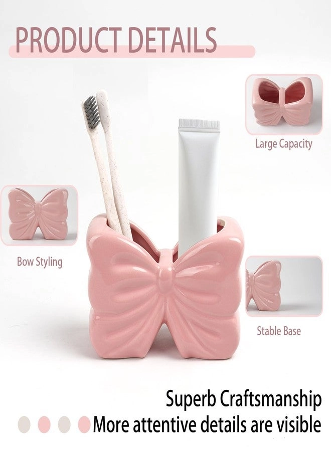 Bow Toothbrush Holder - 2-Slot Pink