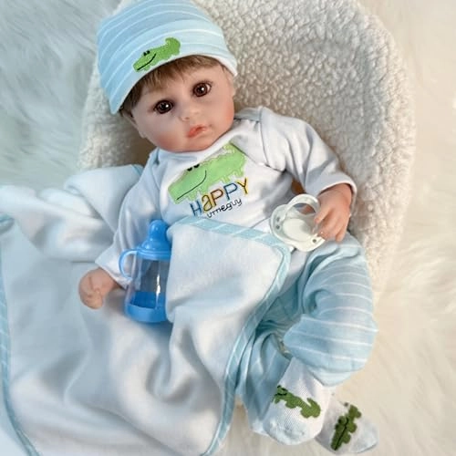 Reborn Baby Doll - 16" Silicone Vinyl Boy Gift Set