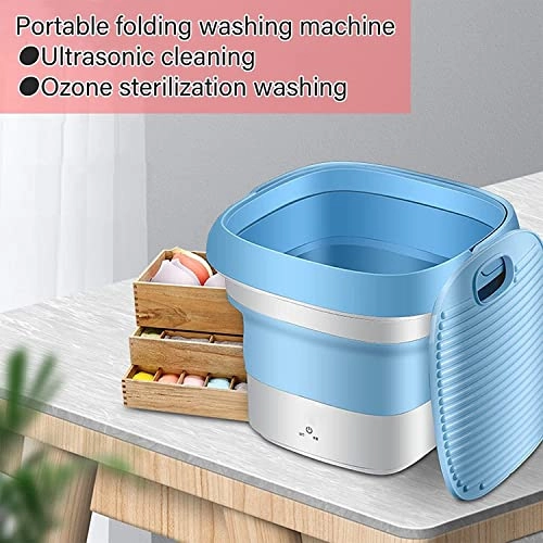 XHTONGSH غسالة قابلة للطي للطي المحمولة, غسالة صفرية اوتوماتيكية, عمل هادئ, الضوء الأزرق, ملابس داخلية غسل الملابس او عنصر صغیر, طاقة ومنطقة (Color : Green)
