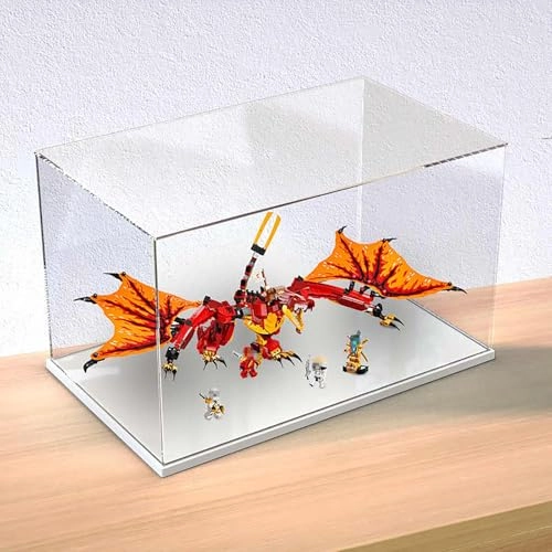 Acrylic display box for 71753 Attack of the Flame Dragon - 60 x 30 x 30 cm White Base