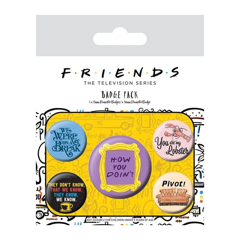 PYRAMID POSTERS Friends Badges - Set of 5 38mm/25mm