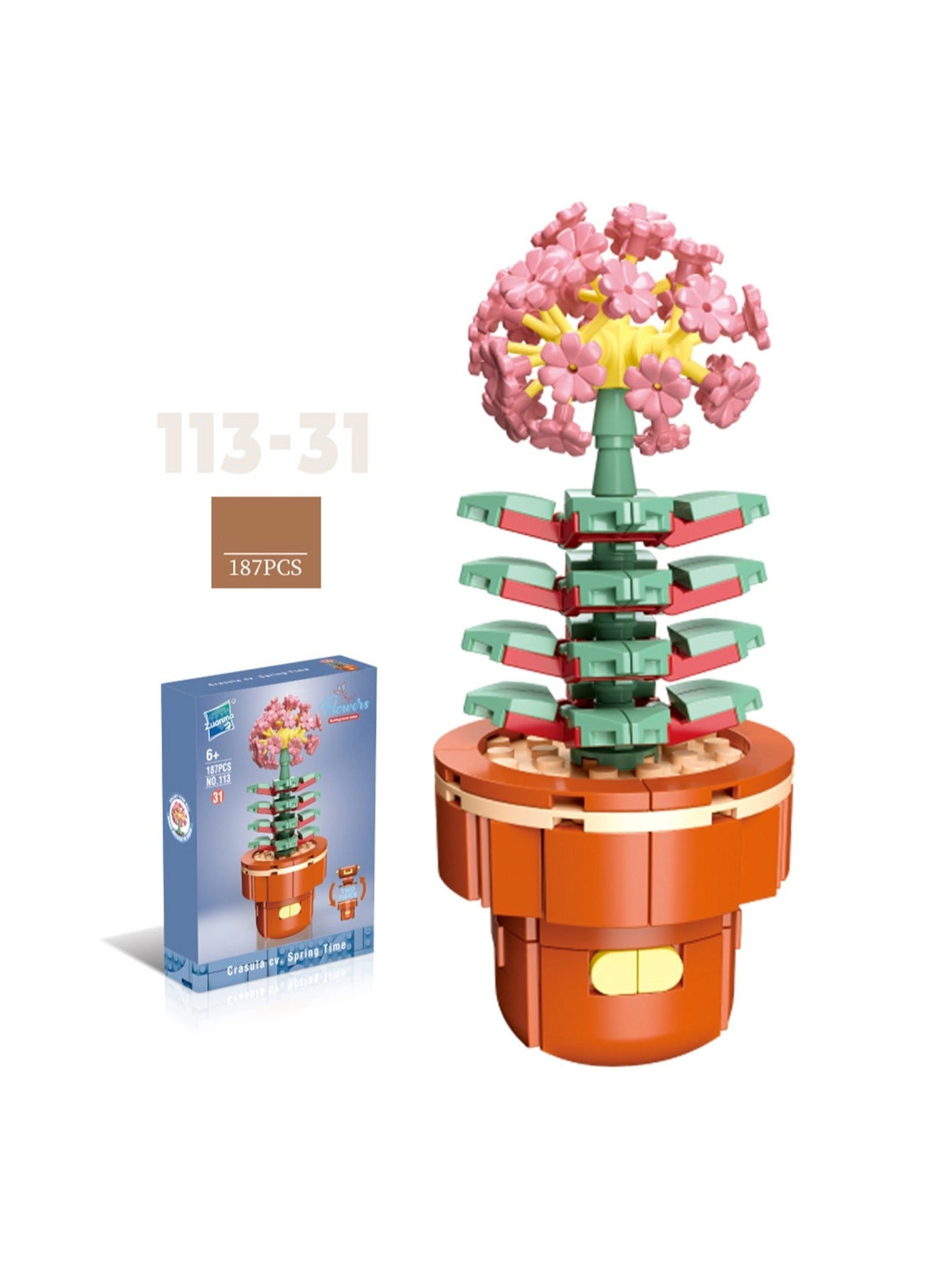 DIY Mini Flower Pot Plant Building Block Toys - Pink bouquet 187pcs