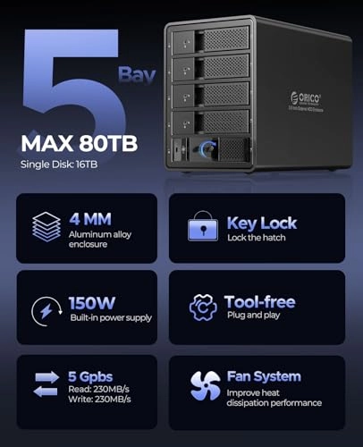 5 Bay External Hard Drive Enclosure - USB 3.0 SATA 3.5 inch