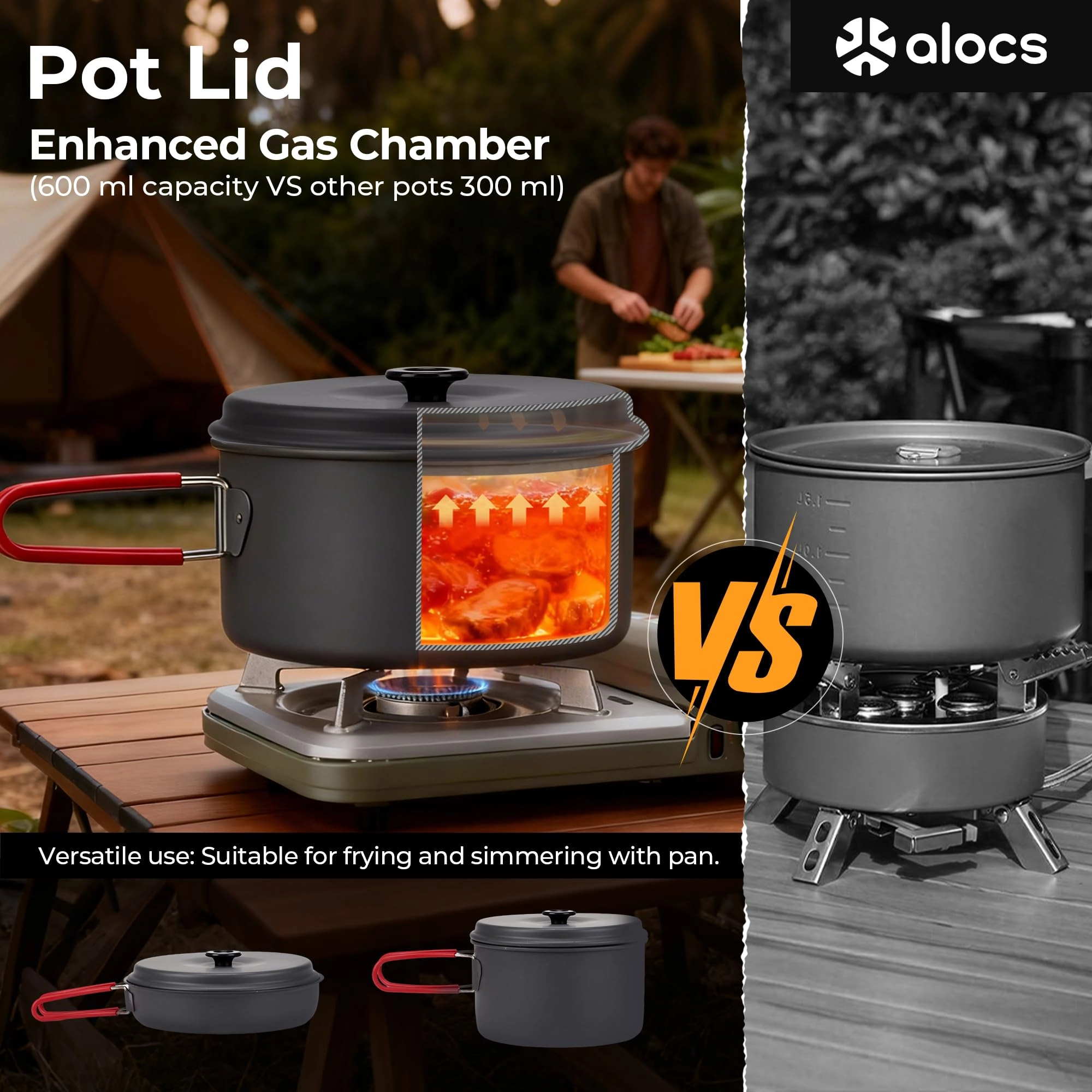 Camping Cookware Set - 3 3.5L 2.2L