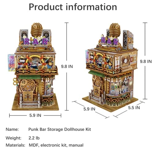 Miniature Dollhouse Kit - Automatic Lid Opening with Light Box 9"