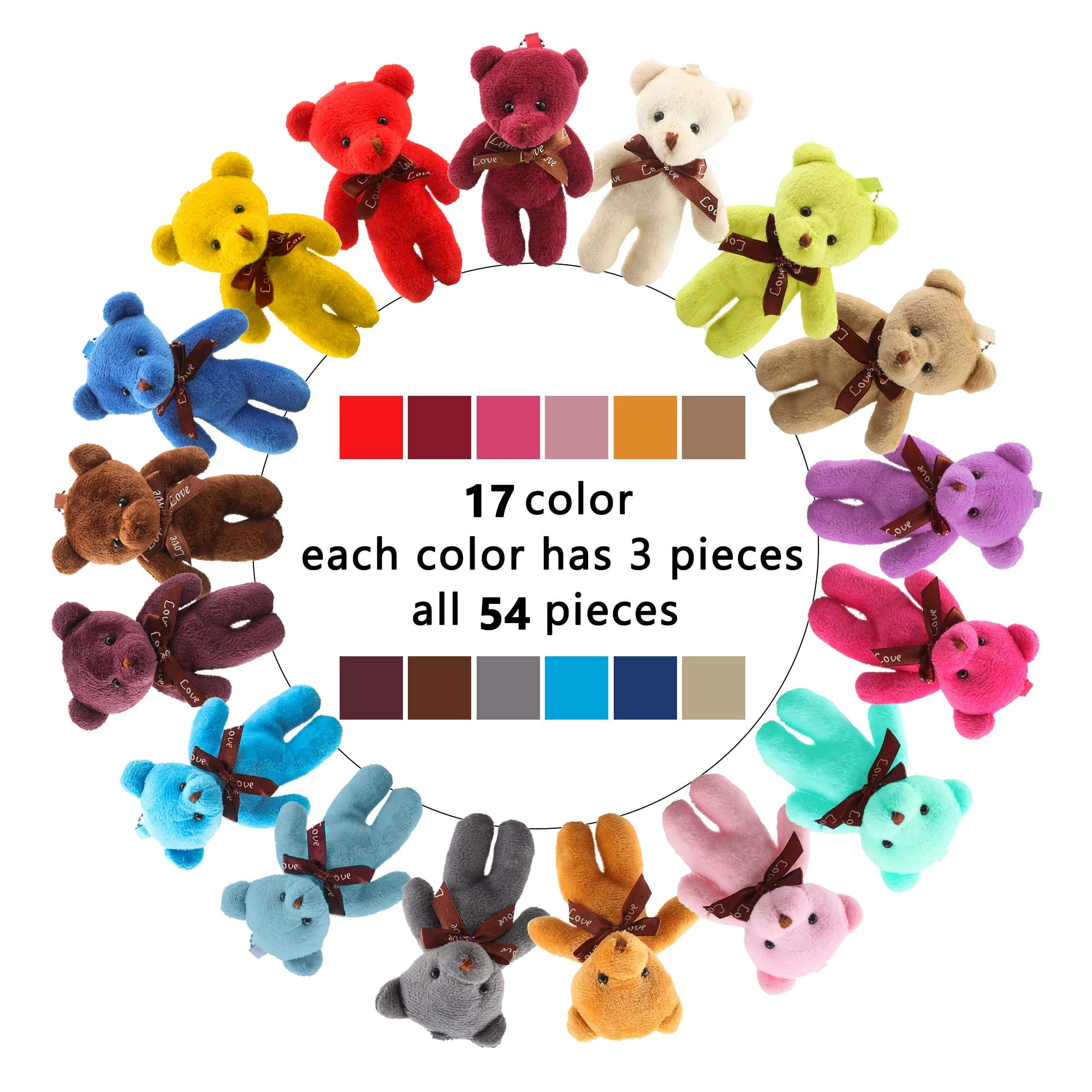 Teddy Bear 12 cm Plush - 51 Pack Mini