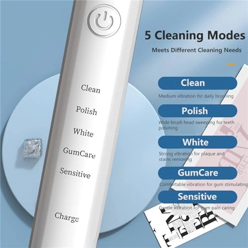 Sonic Electric Toothbrush - 3 Brush Heads 5 Cleaning Modes