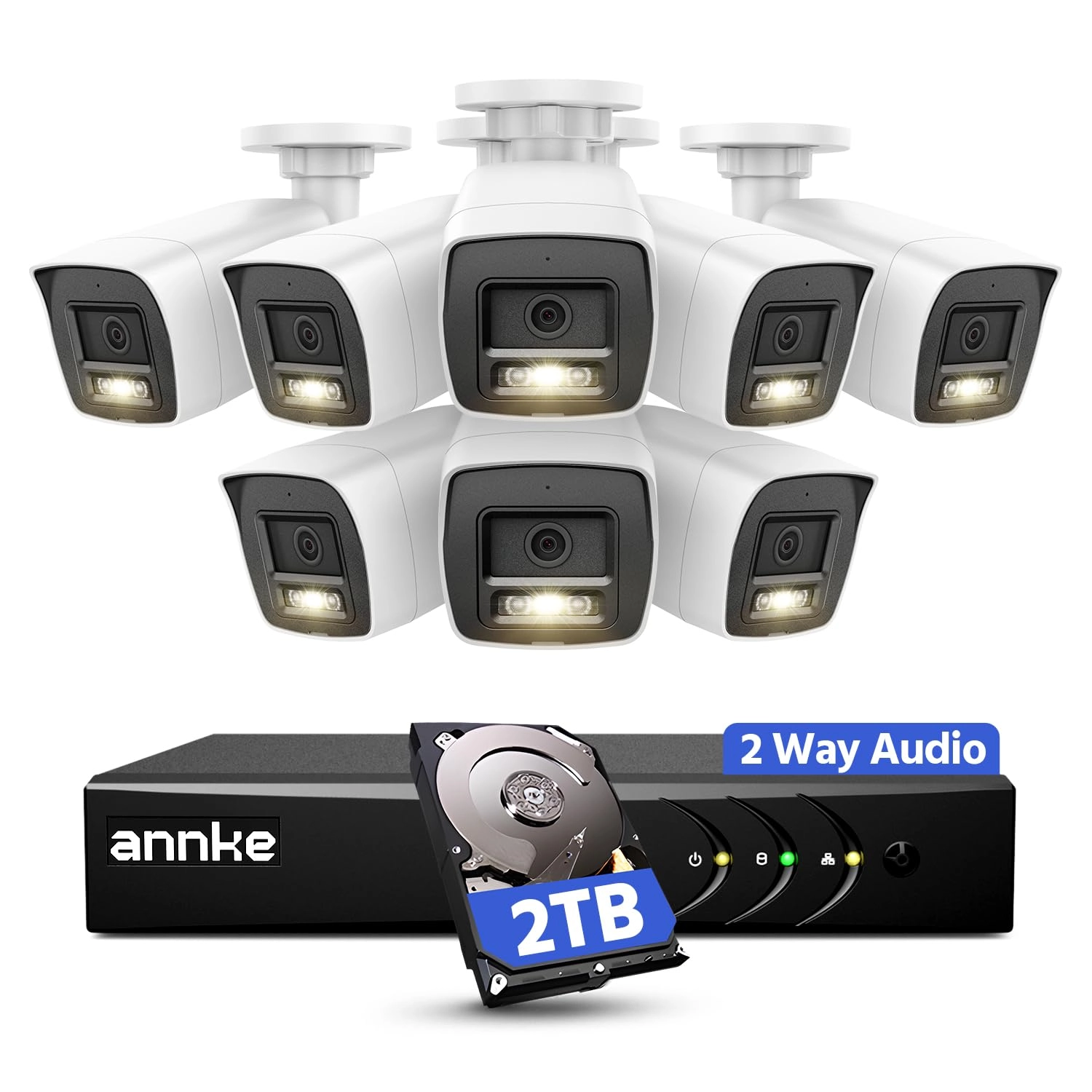 Annke 2MP Two-Way Audio Security Camera System - 8pcs 8 channels
