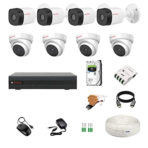 8 Channel DVR + 5 MP Outdoor Camera + 5 MP Indoor Camera + Hard Drive - 2TB + 8 Channel Power Supply + CCTV Cable Bundle + HDMI+BNC/DC Set