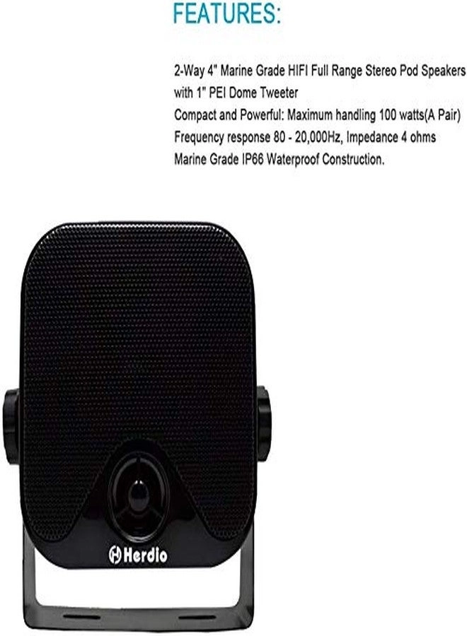 Marine Ceiling Flush Wall Mount Speakers - 4 Inches 160Watts