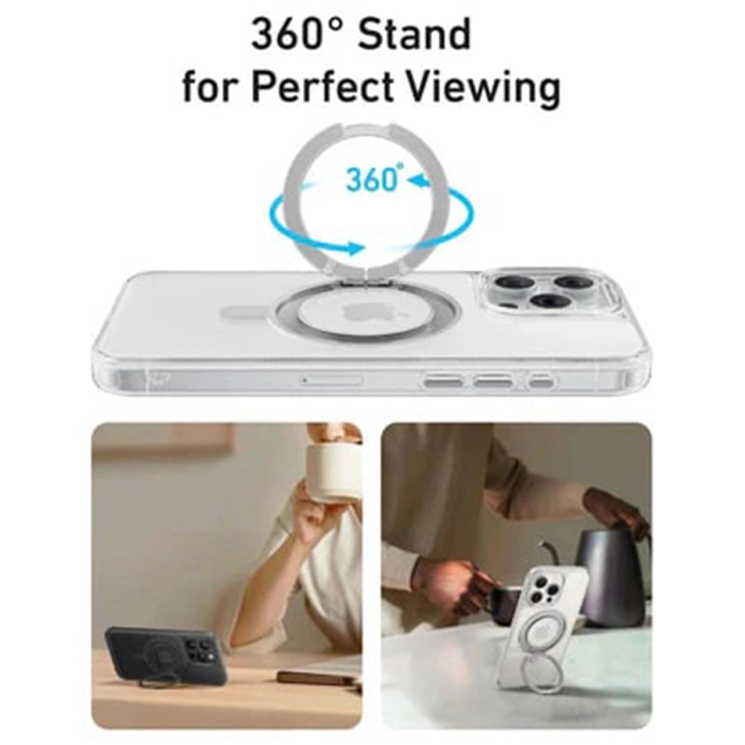 360 Ring Stand Magnetic Case with MagSafe for iPhone 16 Pro