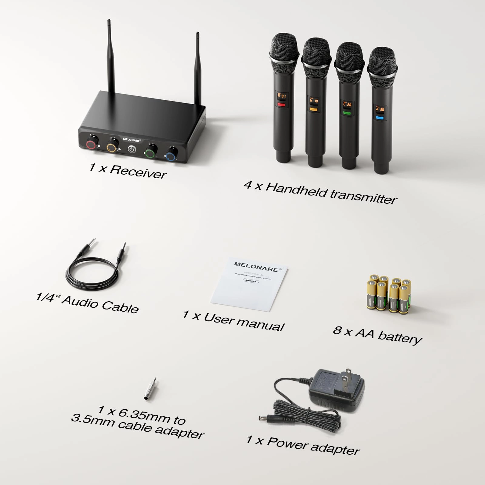 4-Channel Wireless Microphone System - 4 UHF