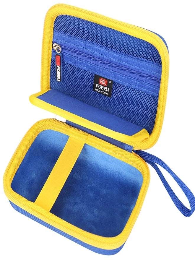 Hard Case - Compatible with Blaze Atari/Technos/Taito/Capcom Super/Neo-Geo/Data East Pocket Arcade Handheld Game Console Mesh Pocket for Evercade Cartridges and Accessories Blue+Yellow