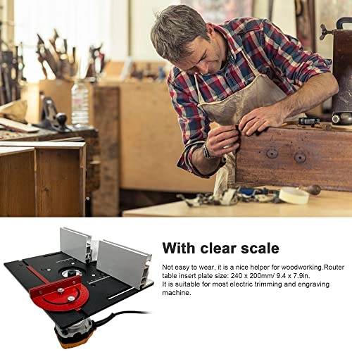 Router Table Insert Plate - 240 x 200mm Aluminum Alloy + Backer Plate + 180° Angle Gauge