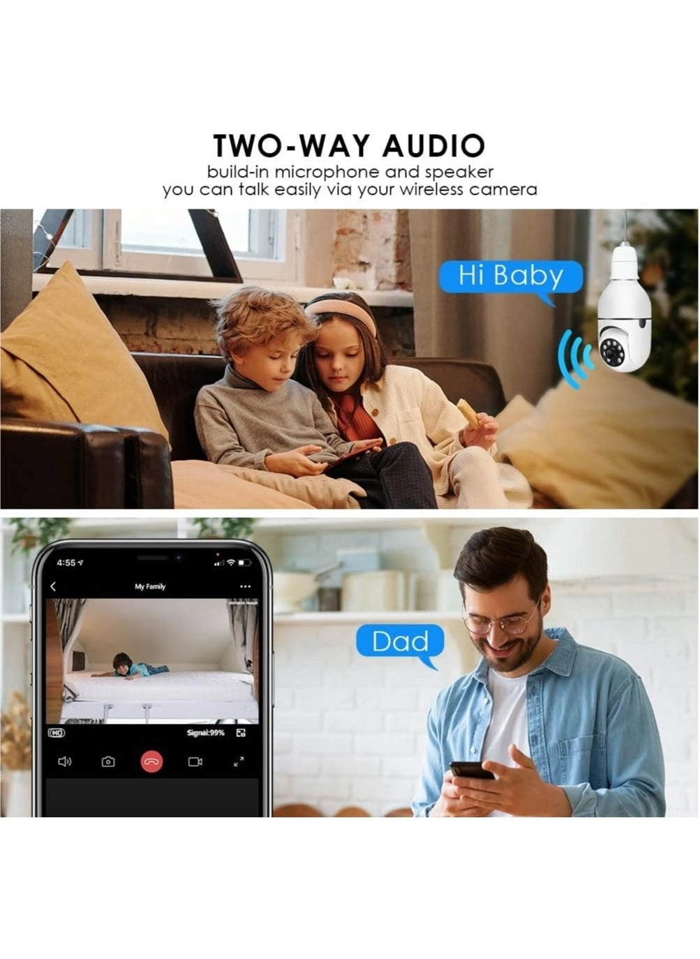 Wireless Light Bulb Camera 1080p Bundle