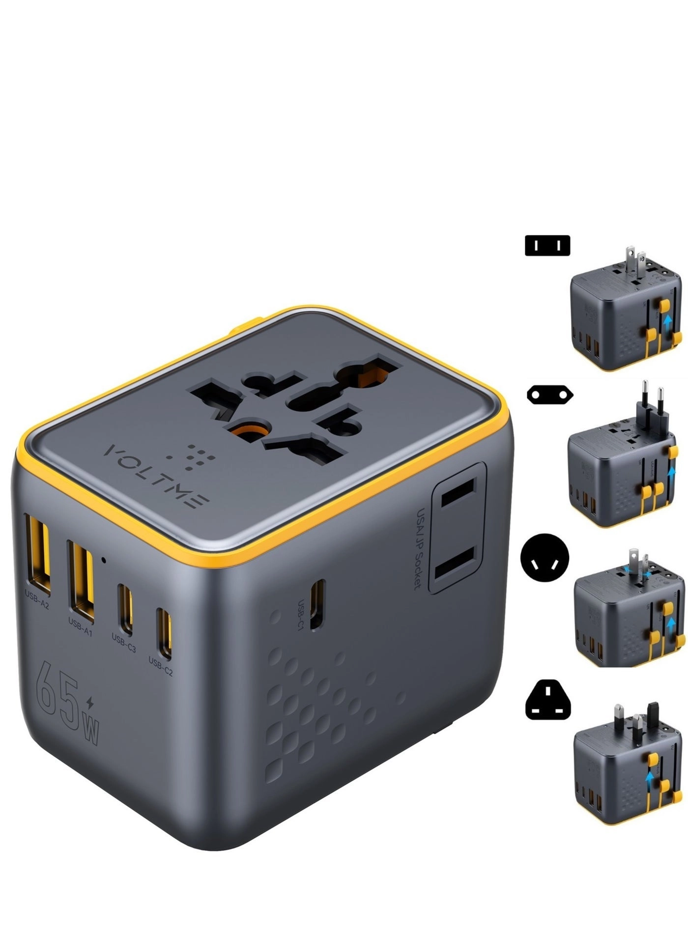 Ultra-Slim Power Bank - 10000mAh 22.5W + 7-in-1 Universal Adapter - 65W GaN + Retractable Type-C Cable - 5A 1m