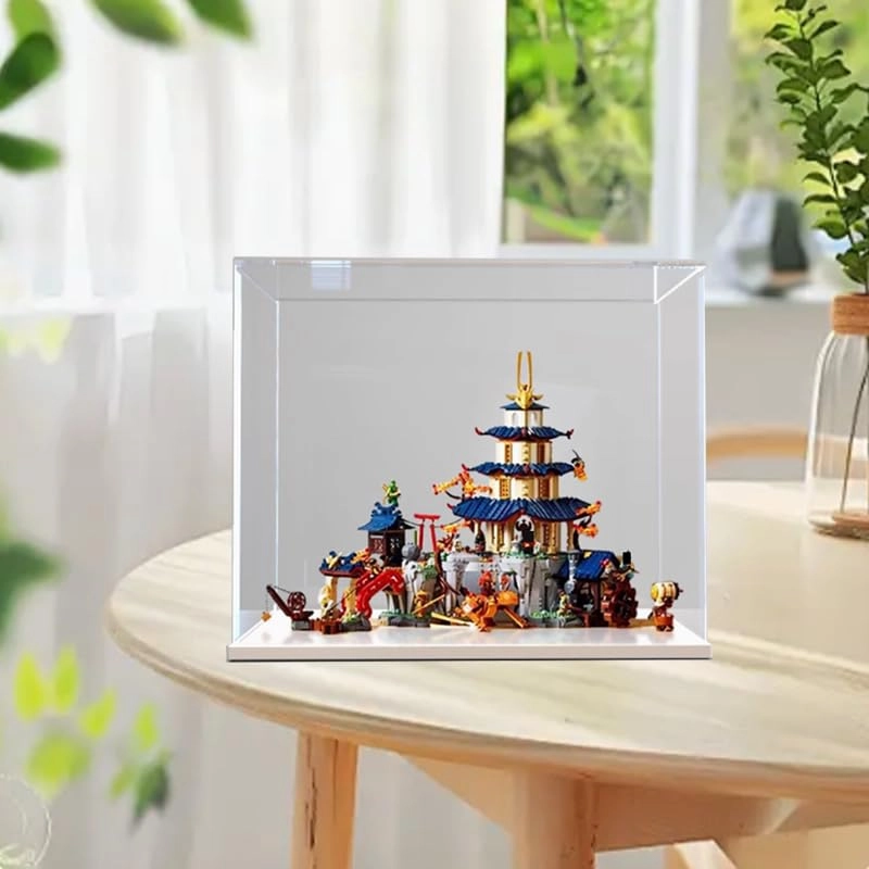 Clear Acrylic Display Case - 55x50x25cm Wood Bottom+top Light