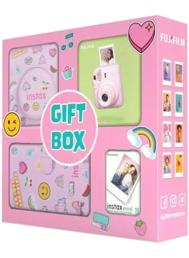 Mini 12 - Blossom Pink + Protective Case + Mini Film - 10 Shots + Album + Batteries + Hand Strap