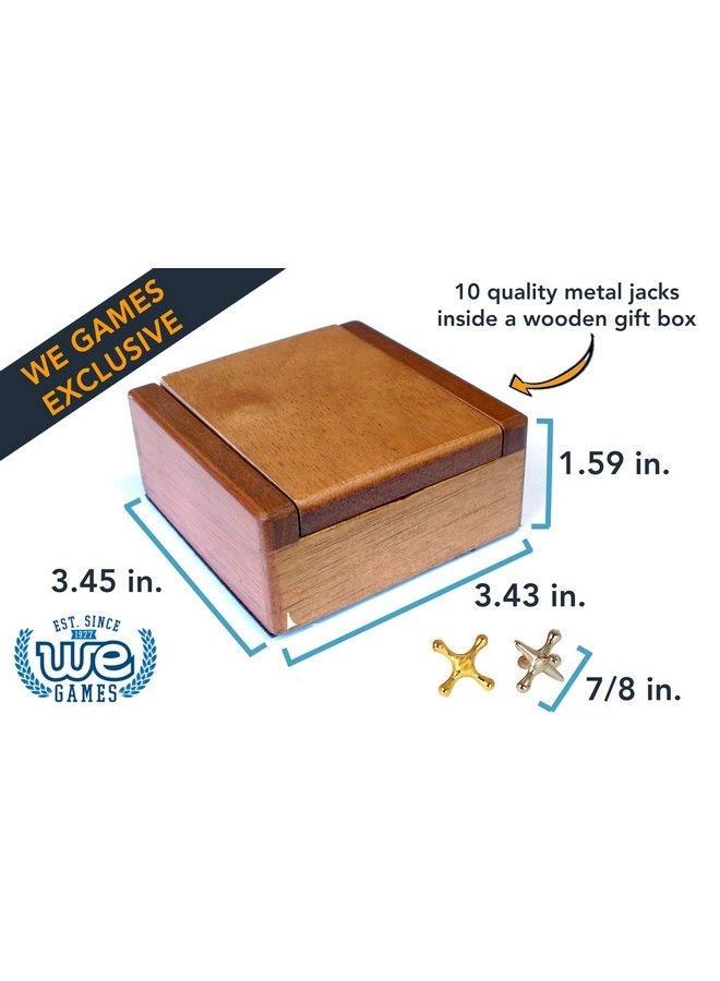 Old-Fashioned Metal Jacks - Wooden Box Red