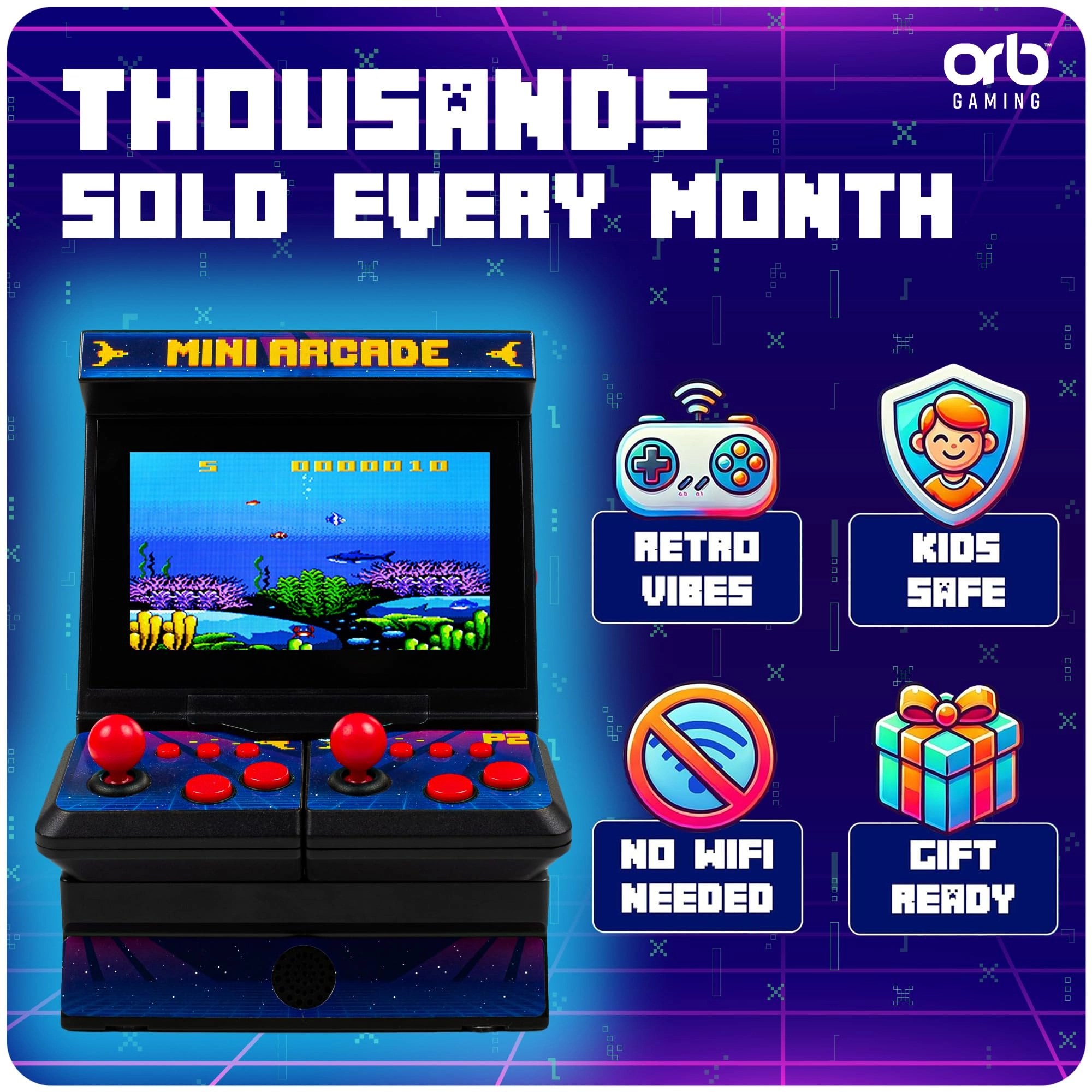 ORB Mini Arcade Machine - 2 Player 300 Built-in Games 4.3" LCD
