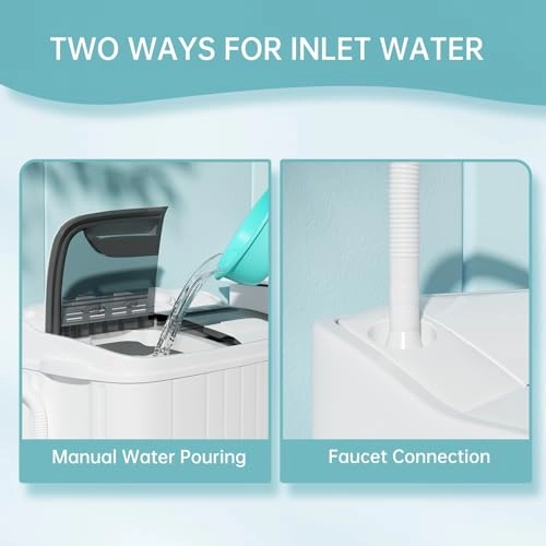 INTERGREAT - Portable Washing Machine with Longer Hose, Double Tub Washing Machine, Mini Compact Machine with Drain Pump, 16lbs Portable Washing Machine for Dorms, Apartments, Gray