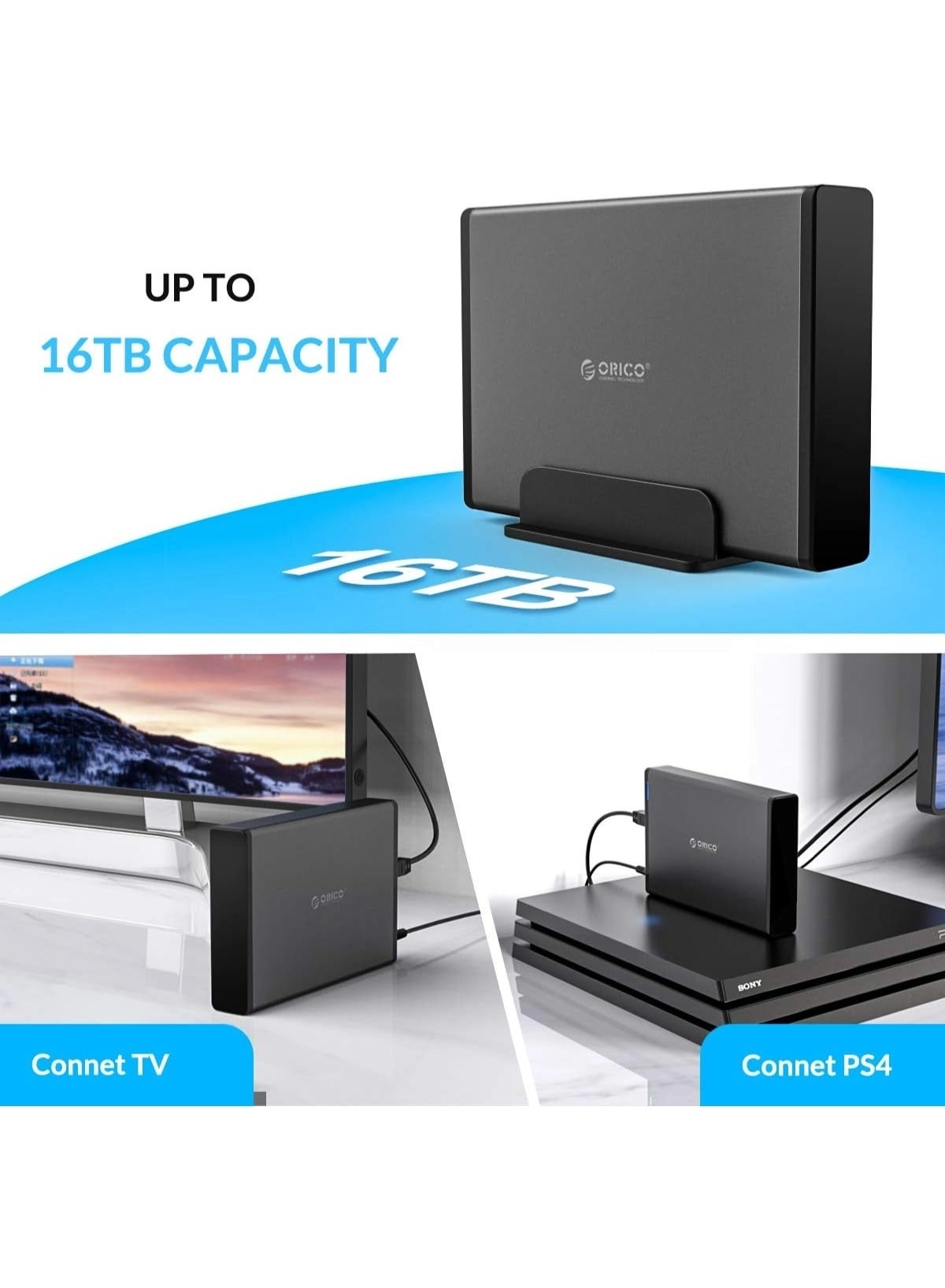 External Hard Drive Enclosure - 16TB 2.5/3.5inch HDD/SSD