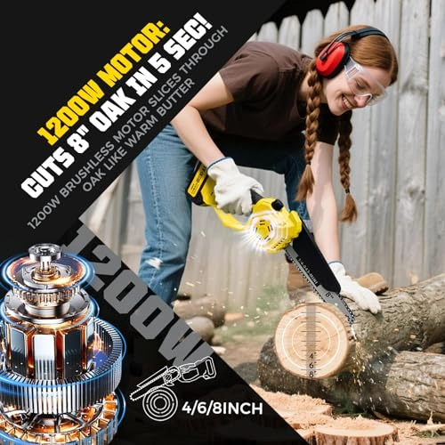 8 Inch Cordless Mini Chainsaw - 1200 watts
