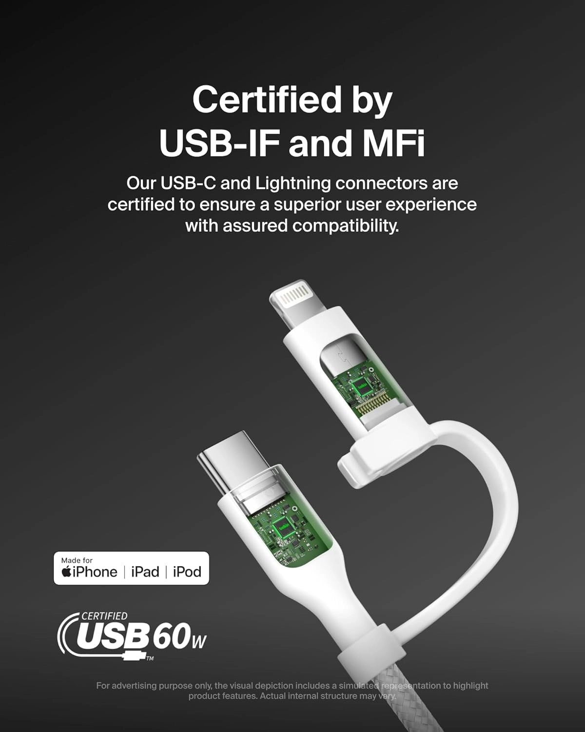BoostCharge Pro Cable 60W USB-C to Lightning 1.5m Braided