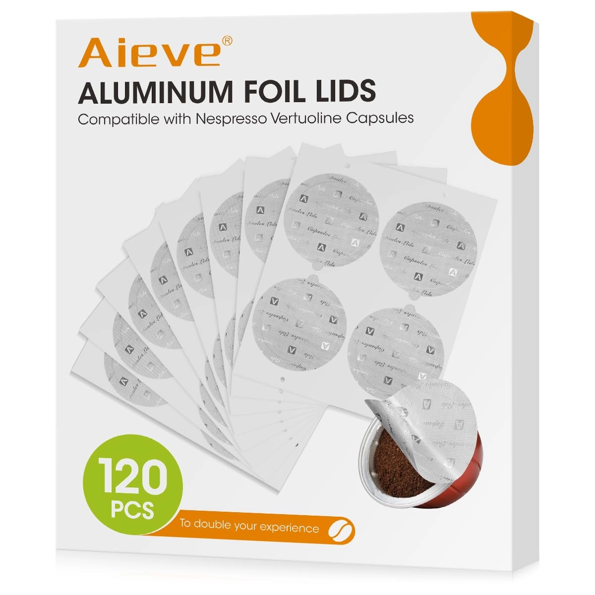 AIEVE Aluminum Foil Seal Lids - 120 Pcs Vertuo Compatible