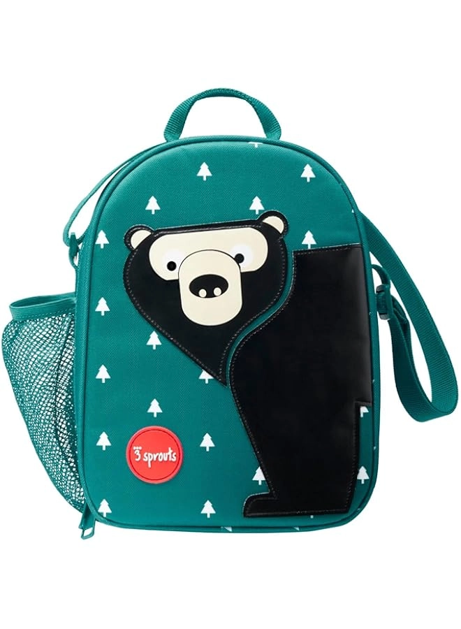 3 Sprouts Insulated Lunch Bag - Bear Black Teal