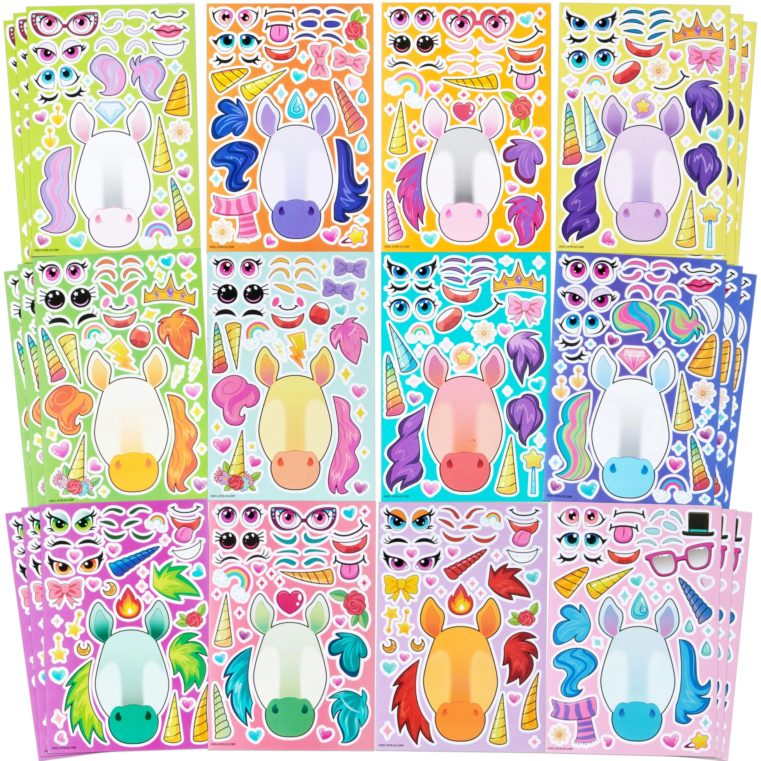 Joyin US Corp Unicorn Animals Activity Sticker Book Make a face 36 pcs