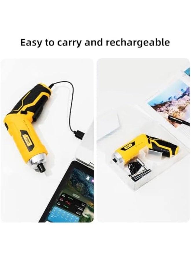 Cordless Screwdriver - Rotatable handle Auto LED Rechargeable