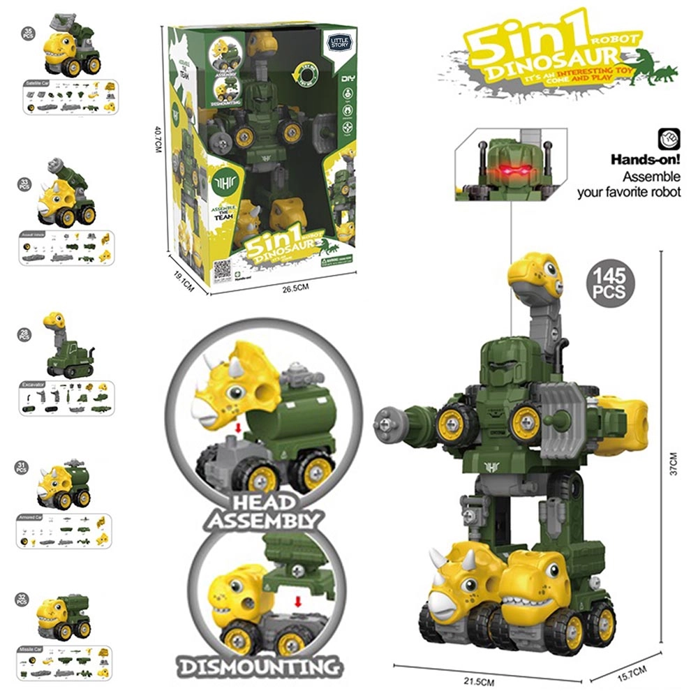 5-in-1 Dinosaur Robot Transformation Vehicle