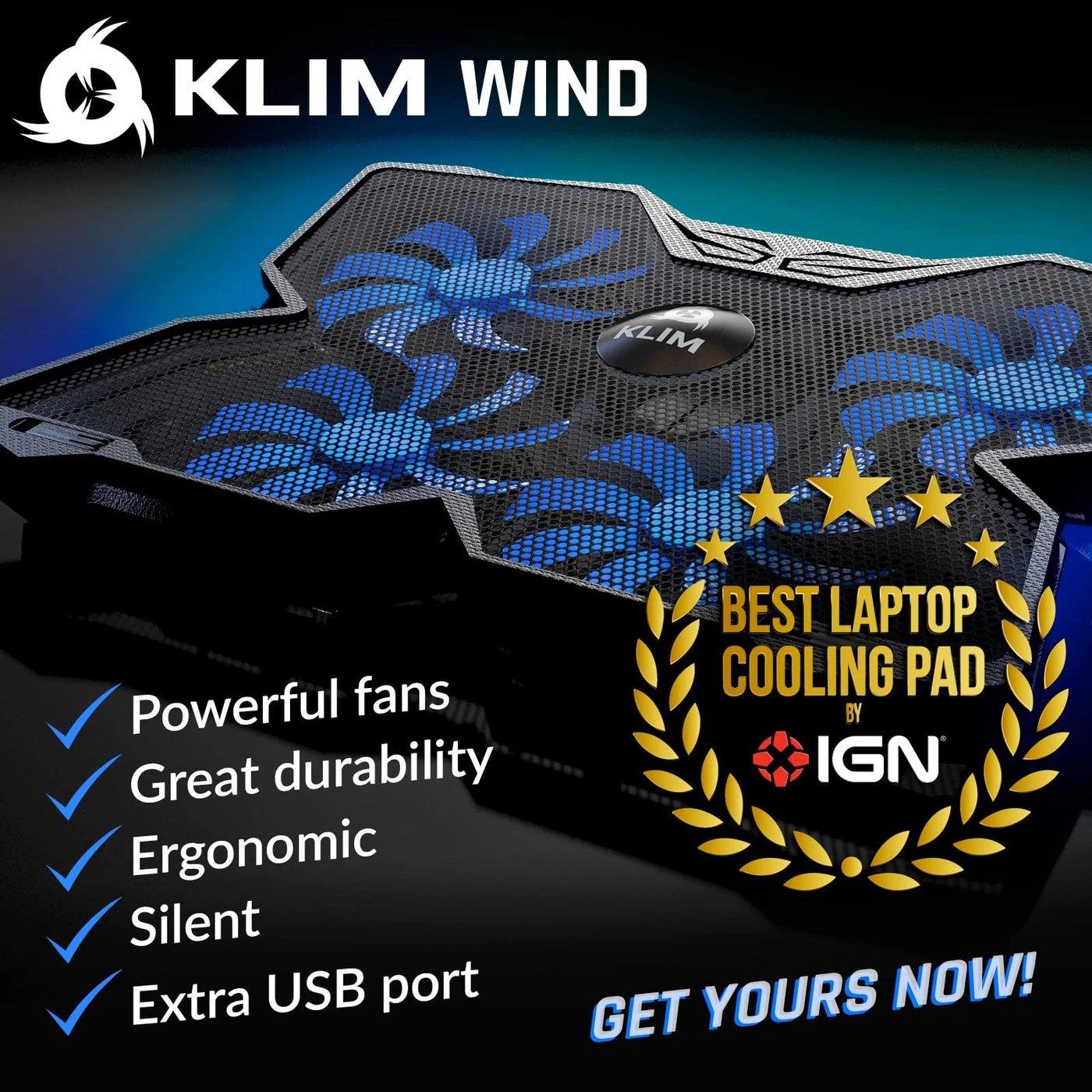 Wind Laptop Cooling Pad - 4 Cooling Fans