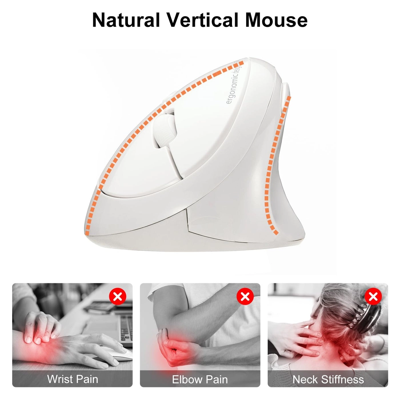 Ergonomic Vertical Optical Mouse - Wireless