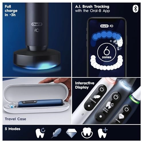 iO 7 - Black 1 Toothbrush Head Premium Travel Case