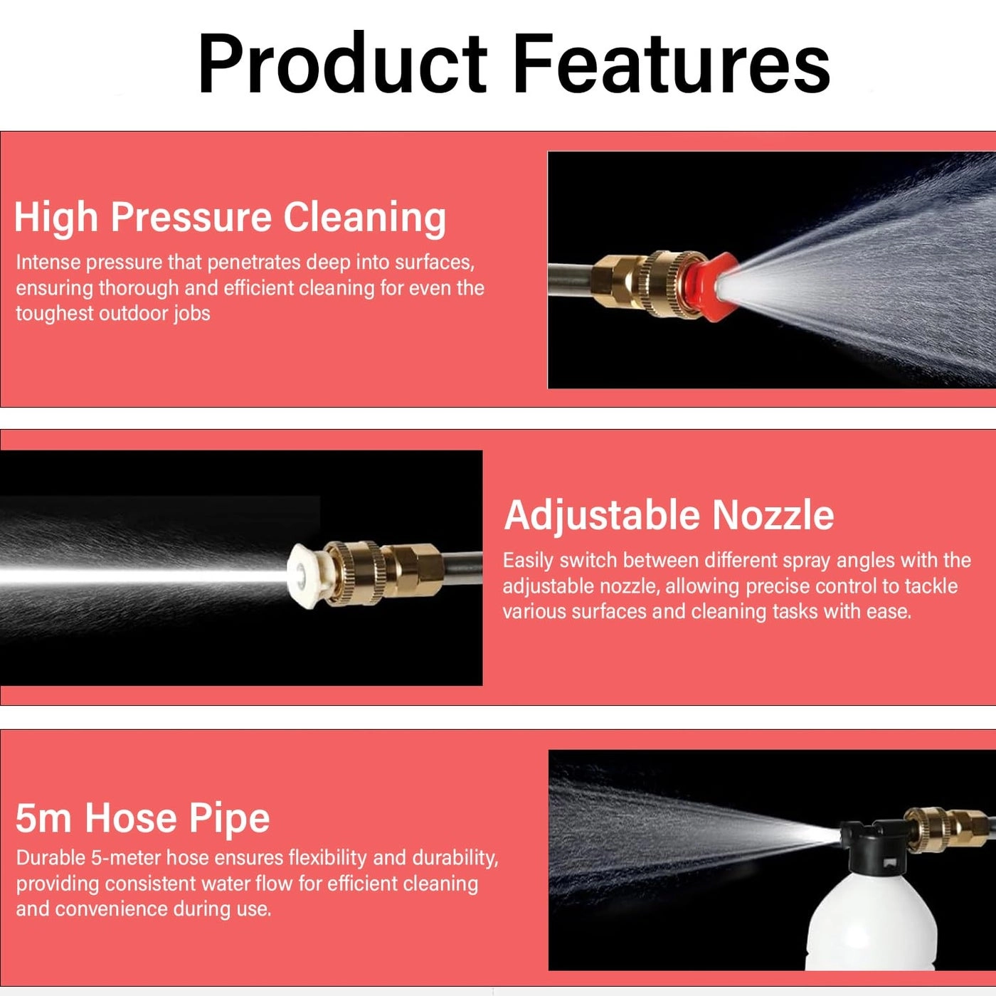 High Pressure Washer - 48V Dual 12000 mAh Battery 5M Hose