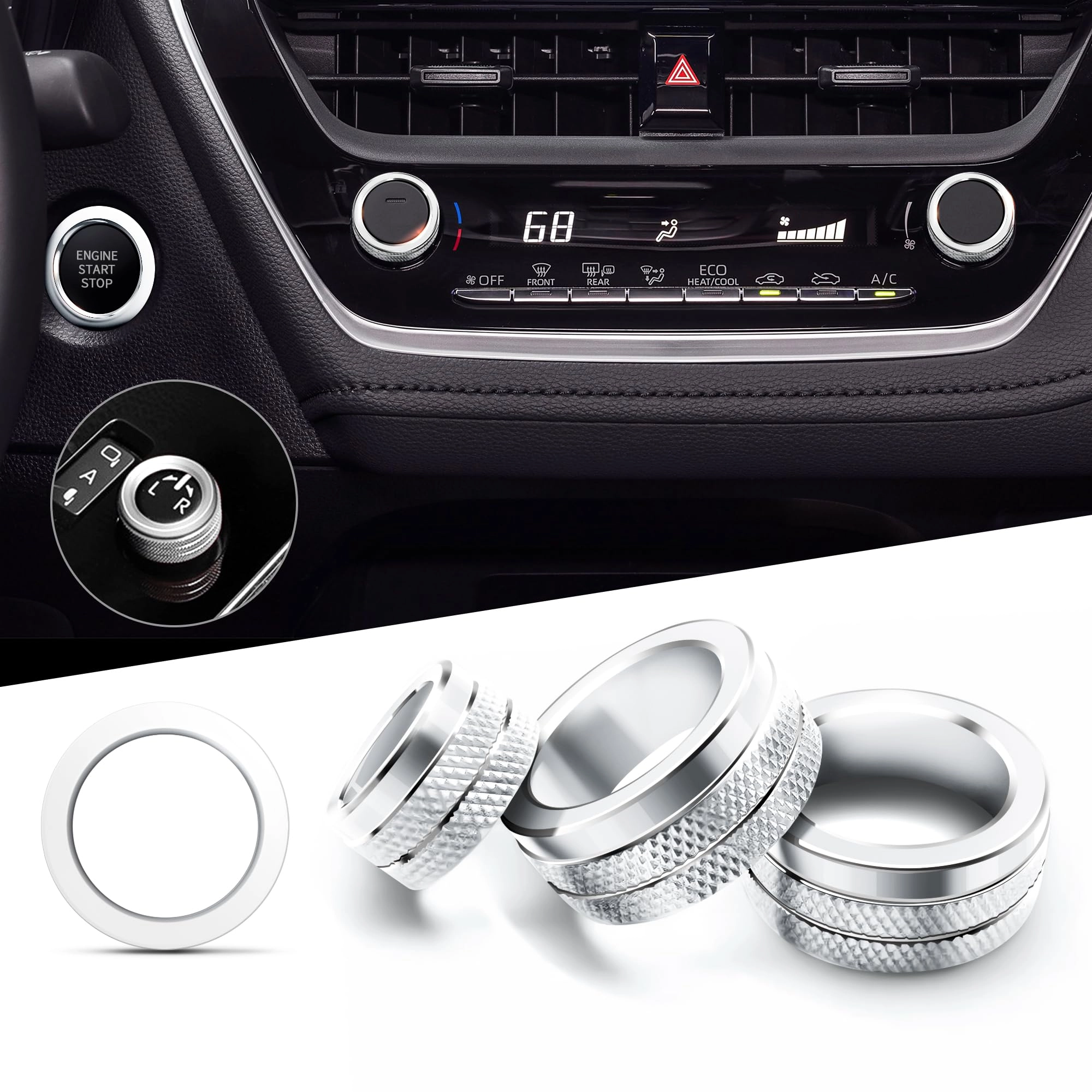 Polodunn Aluminum Alloy Knob Cover Trim - Corolla & Corolla Cross 2020-2025 2026 2022-2025 2026