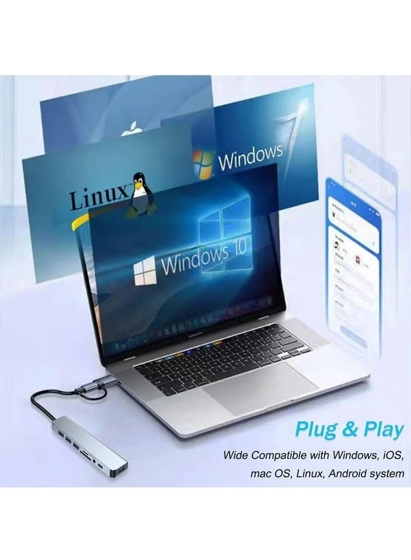 USB C Hub - 8-in-1 USB 3.0