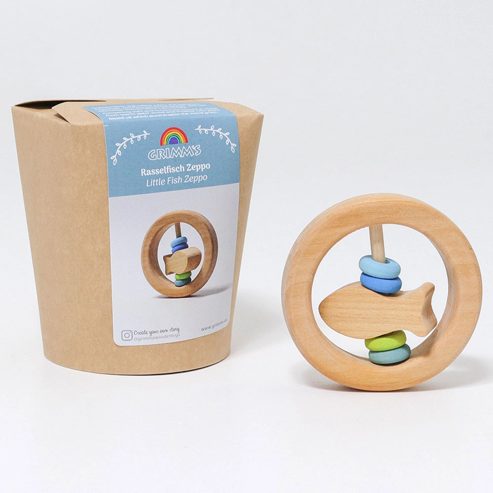 Rattle Little Fish Zeppo - Suitable for 0 month and above alder and lime wood