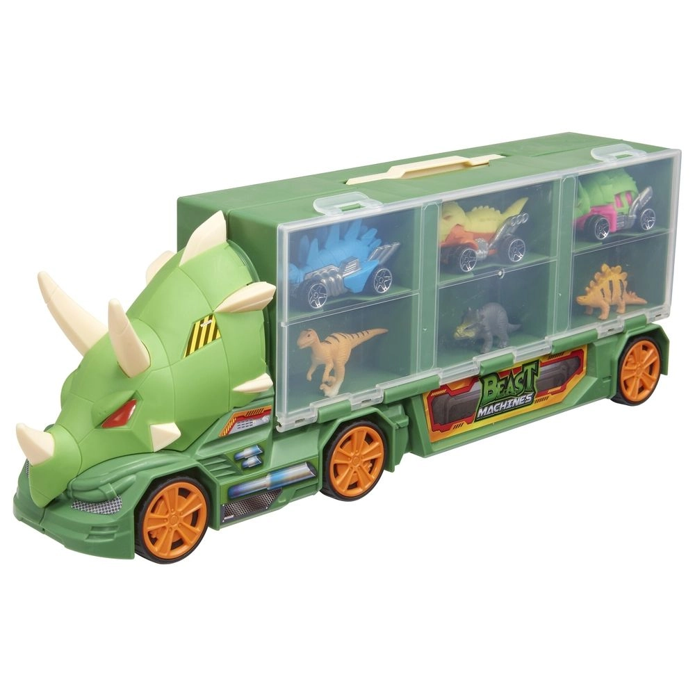 Teamsterz Beast Machines Dino Transporter - 3-inch 3 Beast Machines cars and 3 dinosaur figures Bundle