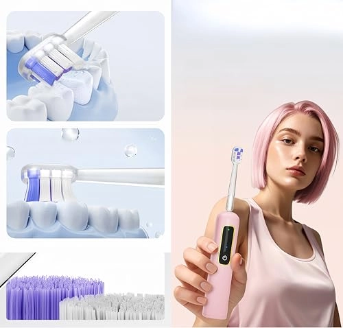 Sonic Toothbrush - 3 Brush Heads 4 Adjustable Modes 90 Days Battery