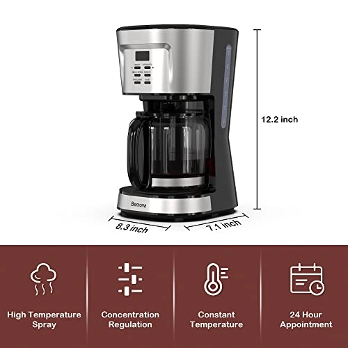 12-Cup Programmable Coffee Maker - Glass Carafe Permanent Filter