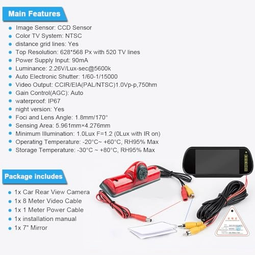 HD Brake Light Reversing Camera - 628x586 pixels