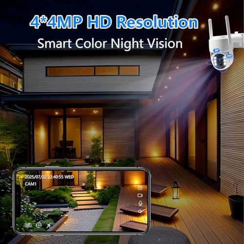 Solar-Powered Security Camera Kit - 4pcs 10 channels 4MP