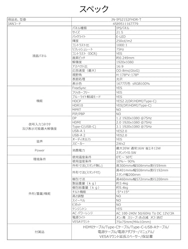 JN-IPS2152FHDR-T - 21.5 Inches 1920x1080
